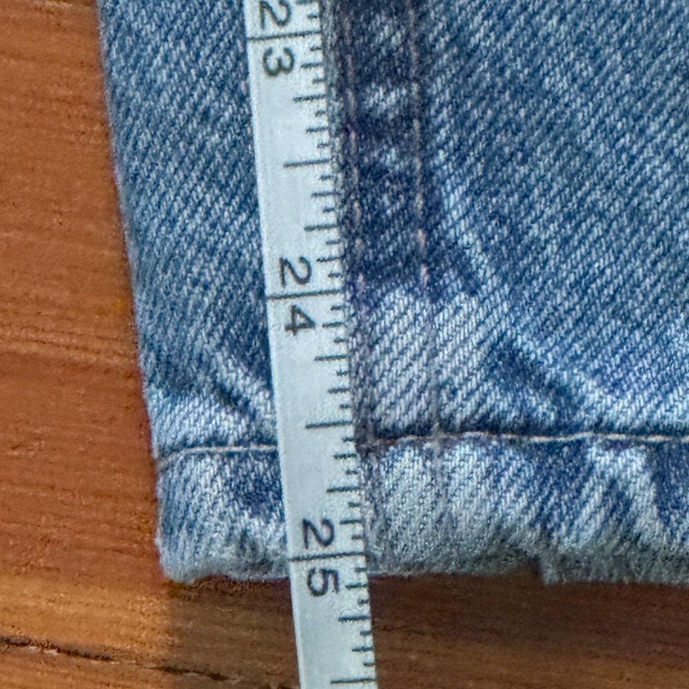 Free People Women's Boyfriend Jeans - Light Blue Denim with Olive Drawstring - Picture 11 of 11